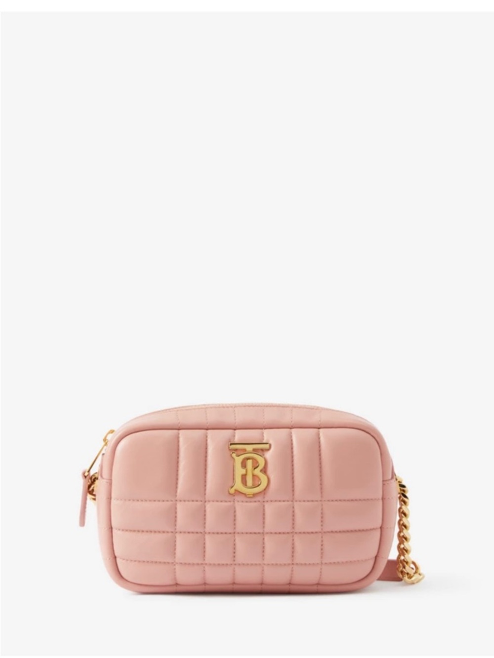 Burberry Quilted Blush Pink Crossbody with Gold TB Hardware